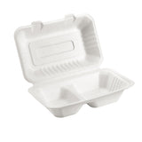 Biodegradable Sugarcane Bagasse 2 Compartment Take out Container for Hot and Cold Food | 9