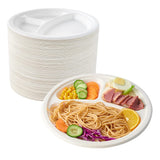 Biodegradable Sugarcane Baggase 3 Compartment Plate for Hot and Cold Food | 10" | 500 Pcs | Environmental Friendly