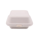 125Pcs Eco-Friendly Sugarcane Bagasse Burger Box Clamshell (6"x6") Durable Biodegradable and Compostable Food Containers for Burgers, Sandwiches, Meals - Sustainable Takeout Boxes for Home & Business