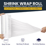 Industrial Grade Pallet Stretch Wrap 20 x 5000Ft 80 Gauge Thickness Shrink Wrap for Industrial Machine