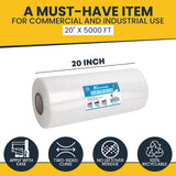 Industrial Grade Pallet Stretch Wrap 20" x 5000Ft | 800% Strechable | 80 Guage | Clear