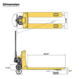 Tyson 750 Hand Pallet Jack With Weighing Scale 5500LBS Capacity 48 X 27 Inches Forks