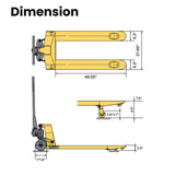 ARROW Steel Pallet Jack, 5500 lbs Capacity, Fork Sizes 48” x 27”