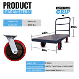 STEEL STRONG Heavy Duty Diamond Plated Industrial Platform Cart 48” X 24” with 2000 lbs Capacity, and 8' red swivel wheels