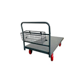 BOONE Heavy-Duty Platform Cart with Basket 60 inches x 30 inches 3000Lb Capacity 8'' Red Swivel Wheels