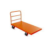 BOONE Diamond Plate Heavy Duty Orange Platform Cart 60 inches x 30 inches 2000Lb Capacity 8'' Red Swivel Wheels