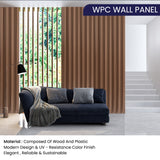 Wood Brown WPC Wall Panel | 0.86 in. x ½ ft. x 10 ft | Low Maintaince Easy Clean Diffuser Decorative WPC Wall Panelling (22 sq. ft/Case)