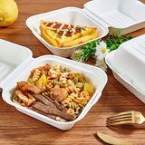 125Pcs Eco-Friendly Sugarcane Bagasse Burger Box Clamshell (6"x6") Durable Biodegradable and Compostable Food Containers for Burgers, Sandwiches, Meals - Sustainable Takeout Boxes for Home & Business