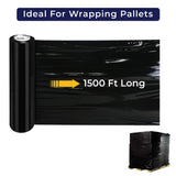 Industrial Grade Pallet Stretch Wrap 18" x 1500Ft | 800% Strechable | 80 Guage | Black